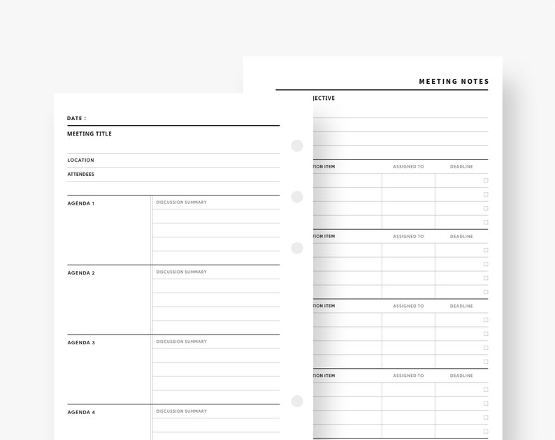 Personal Inserts : Meeting Planner, Meeting Notes Template, Discussion Notes, Meeting Minutes, Meeting Agenda, Meeting Pages Printable, PDF image 3