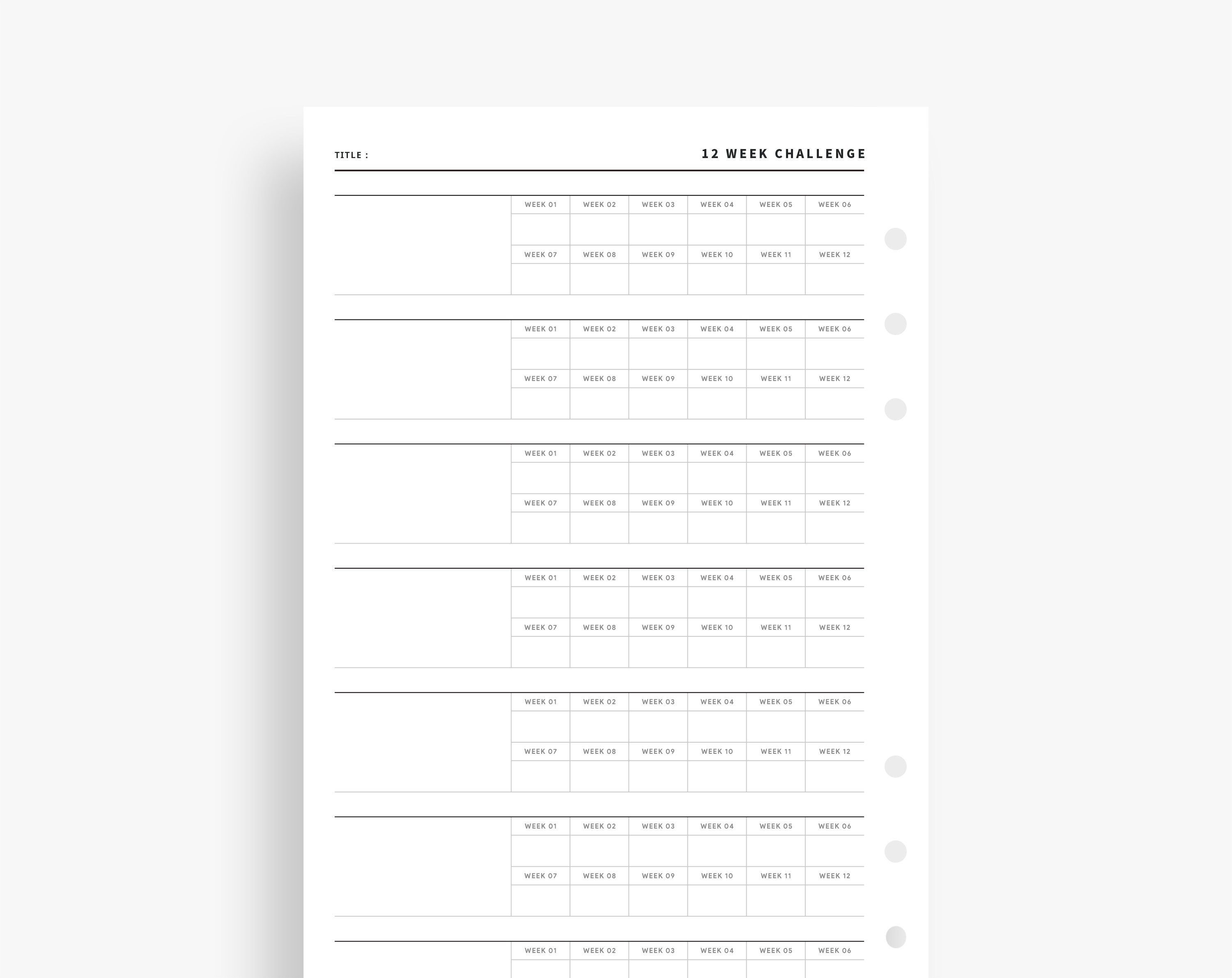 12 Week Challenge Tracker Printable 12 Week Planner Habit Etsy