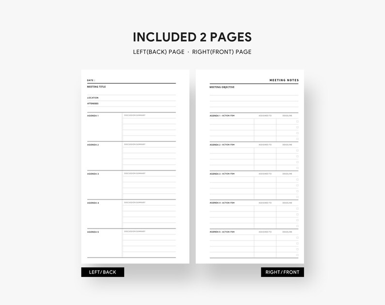 Personal Inserts : Meeting Planner, Meeting Notes Template, Discussion Notes, Meeting Minutes, Meeting Agenda, Meeting Pages Printable, PDF image 7