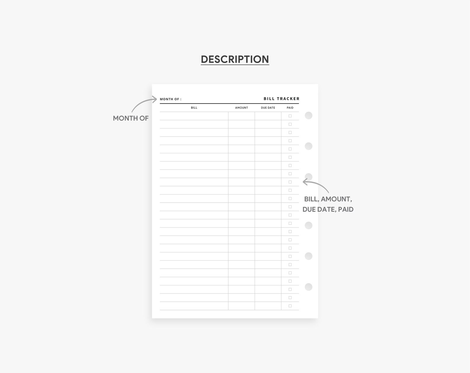 A6 Inserts : Bill Tracker, Bill Organizer, Bill Planner, Bill Payment ...