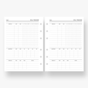 A6 Inserts : Bill Tracker Bill Planner Bill Organizer | Etsy