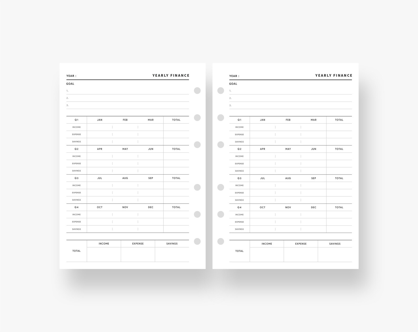 Yearly Finance Planner, Annual Finance, Financial Planner, Finance Tracker, Finance Printable