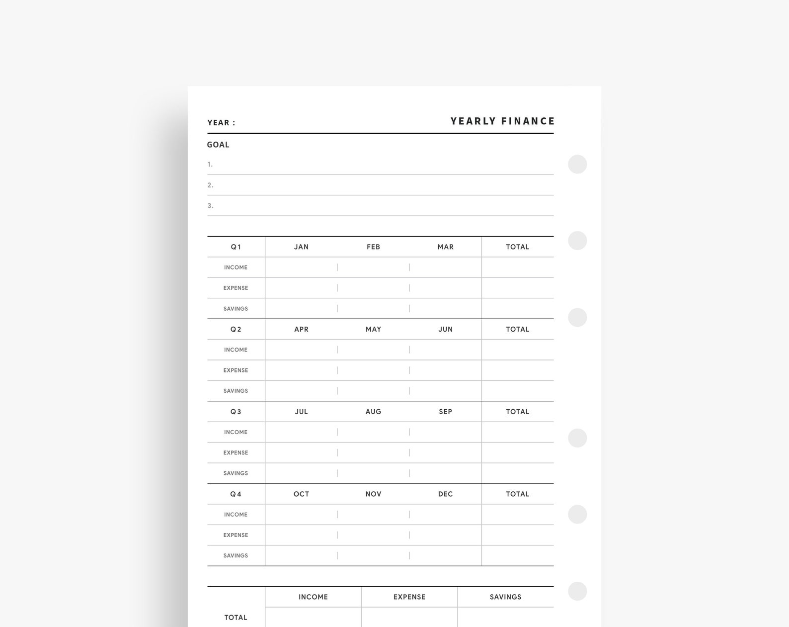 Yearly Finance Planner, Annual Finance, Financial Planner, Finance Tracker, Finance Printable