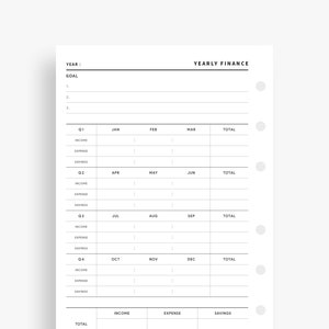 Yearly Finance Planner, Annual Finance, Financial Planner, Finance ...