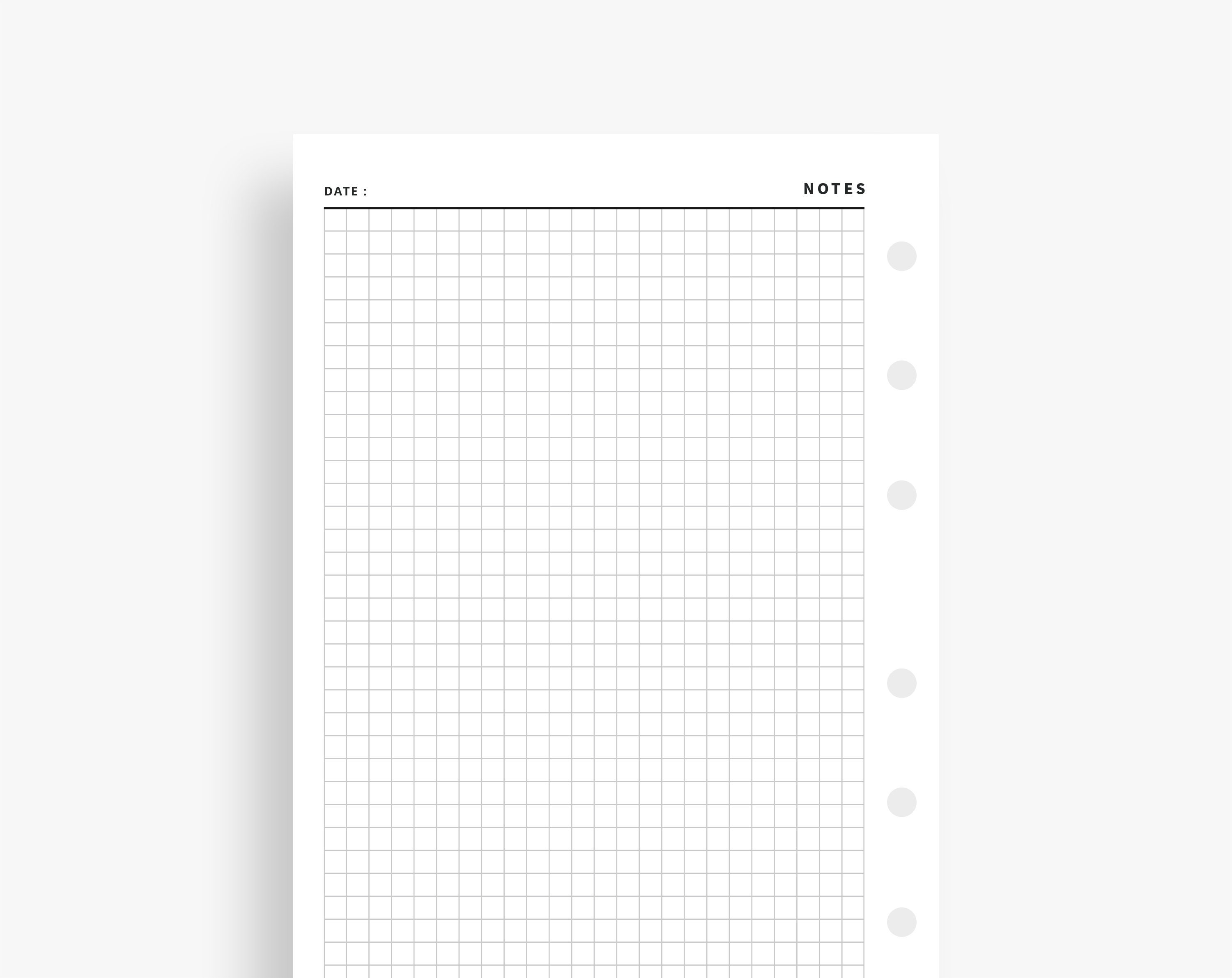 A6 Inserts Notes Grid Printable, Grid Paper, Note Taking, Grid