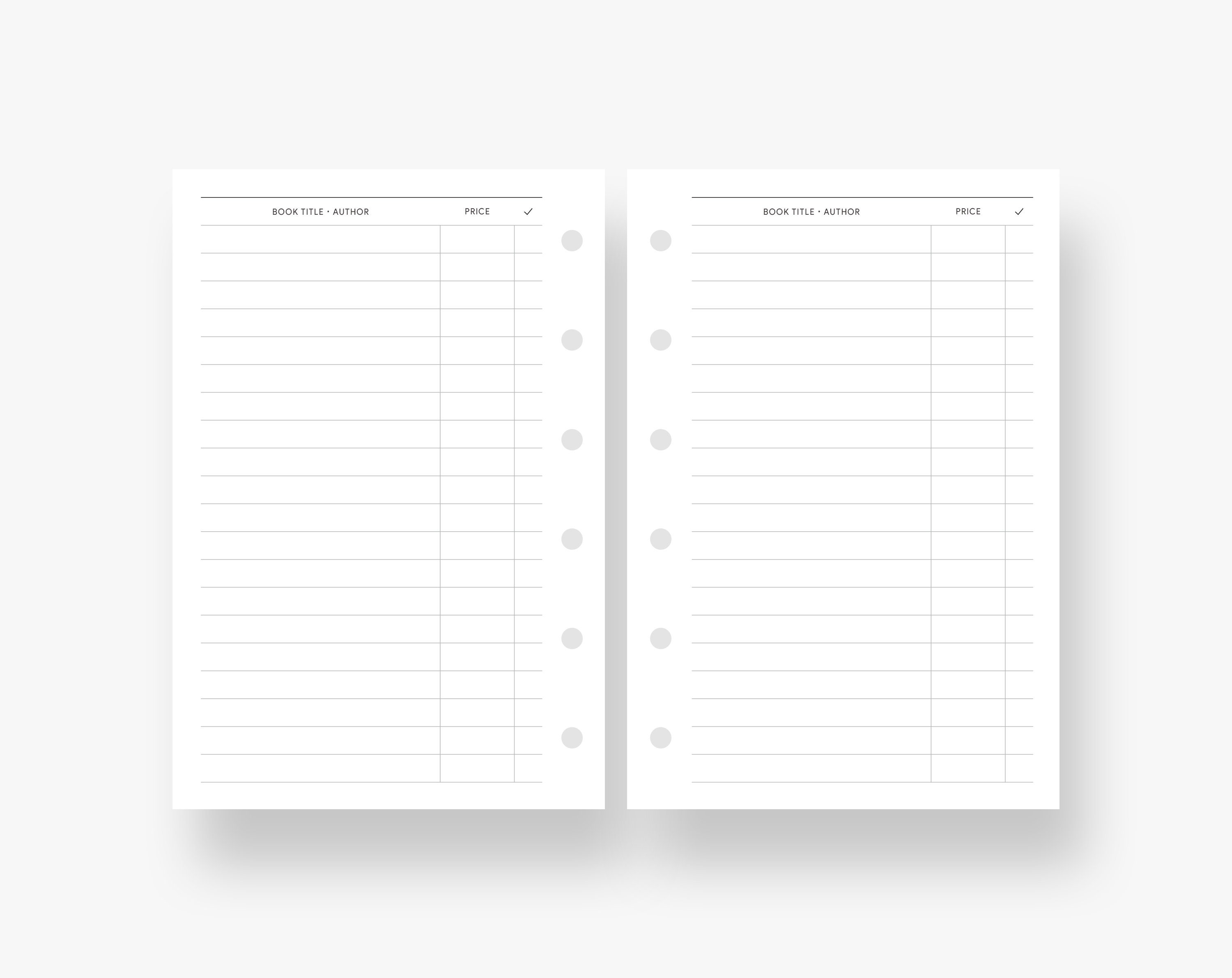 Pocket Inserts : Printable Book Planner, Book Wish List, Book Reading ...