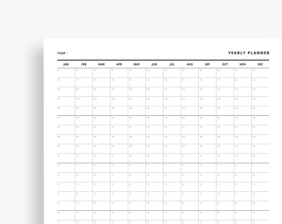 Year at a Glance Printable, Yearly Agenda & Overview Planner Insert ...