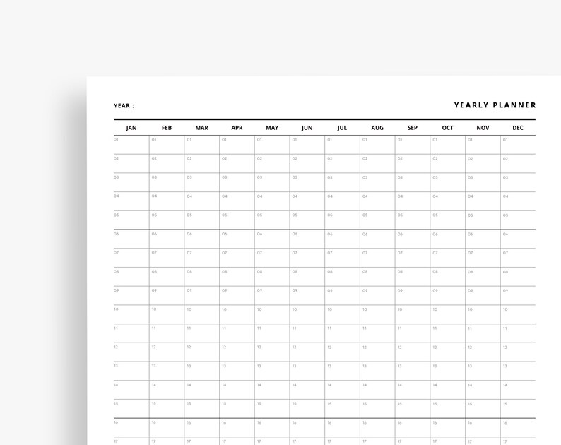 Year at a Glance Printable, Yearly Agenda & Overview Planner Insert ...