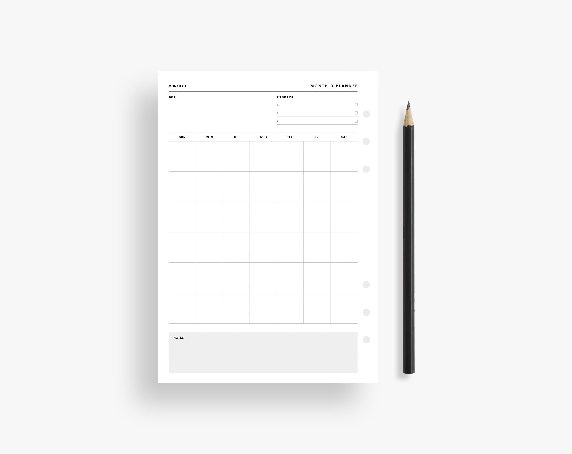 A5 Inserts : Monthly Planner Printable, One Page With Month Goal, Month ...