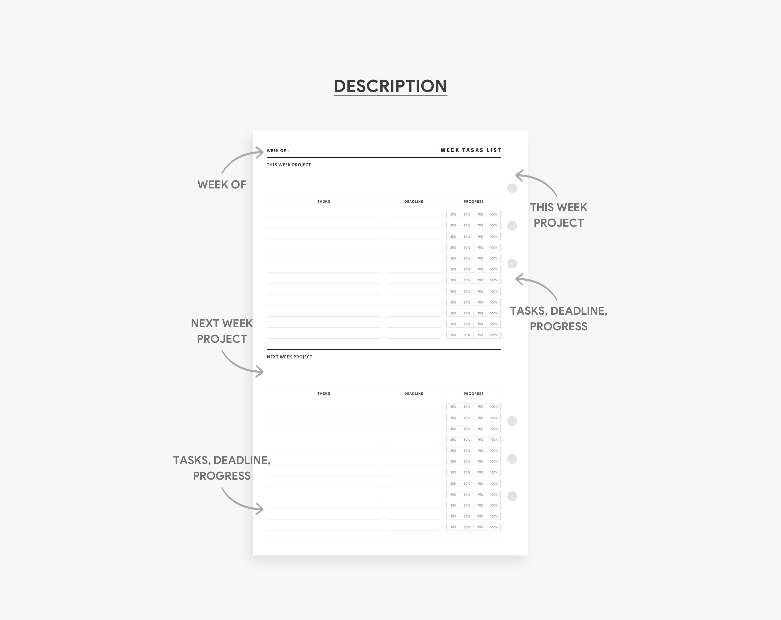 Task list business planner printable work planner task etsy