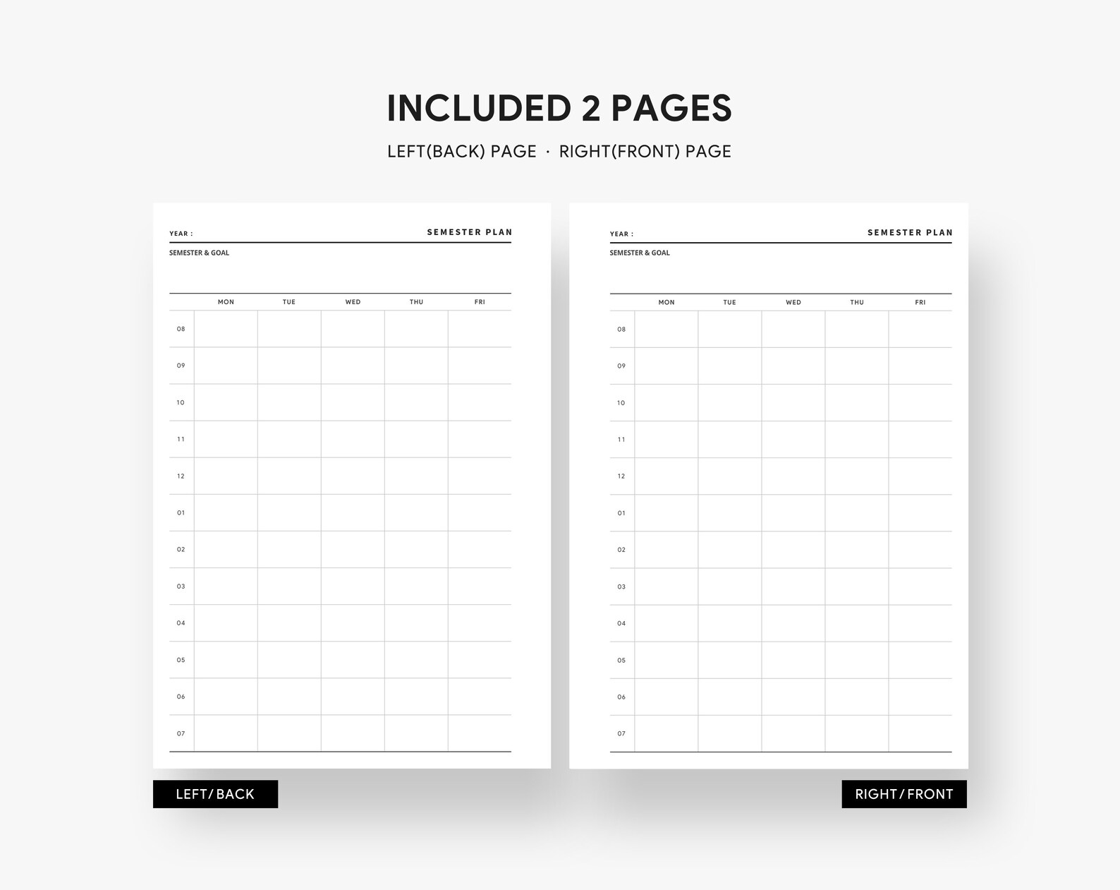 Semester Planner Printable, Personal Wide Inserts, Academic Planner, Student Planner, College