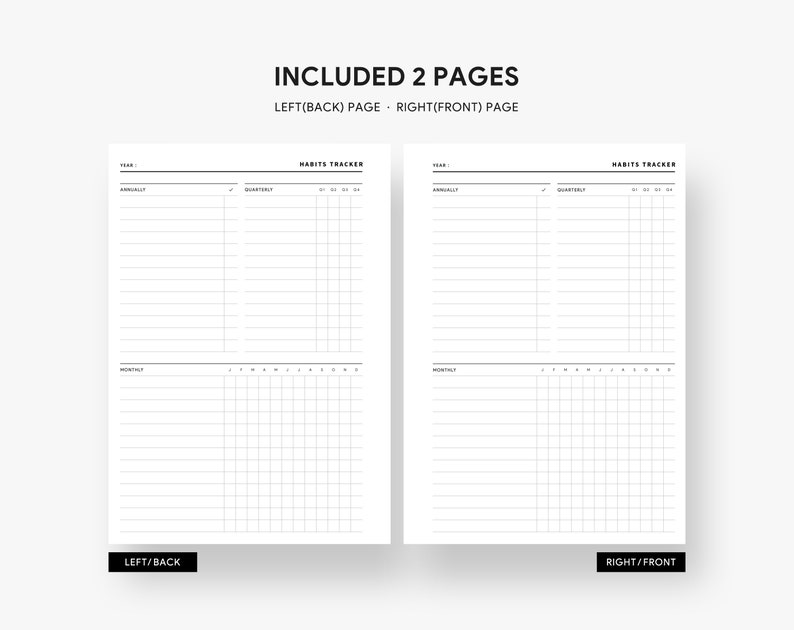 Habit Tracker Printable, Personal Wide Inserts, Monthly Tracker ...