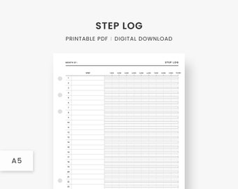 A5 Inserts : Step Tracker Printable, Step Challenge, Health, Fitness Planner, Workout Planner, Exercise Log, Step Journal, Monthly Step Log