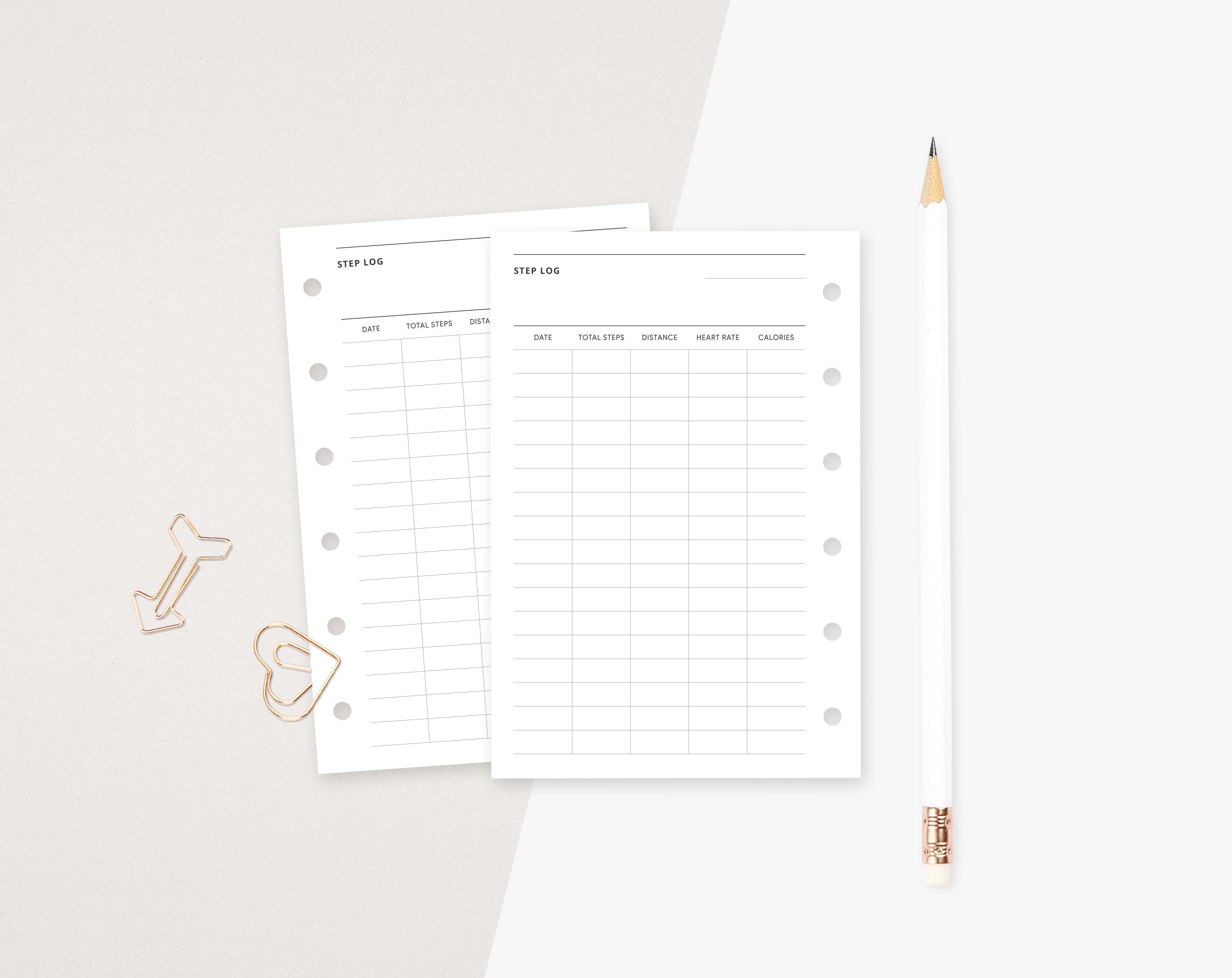 Pocket Inserts Step Tracker Printable Step Log Workout Etsy