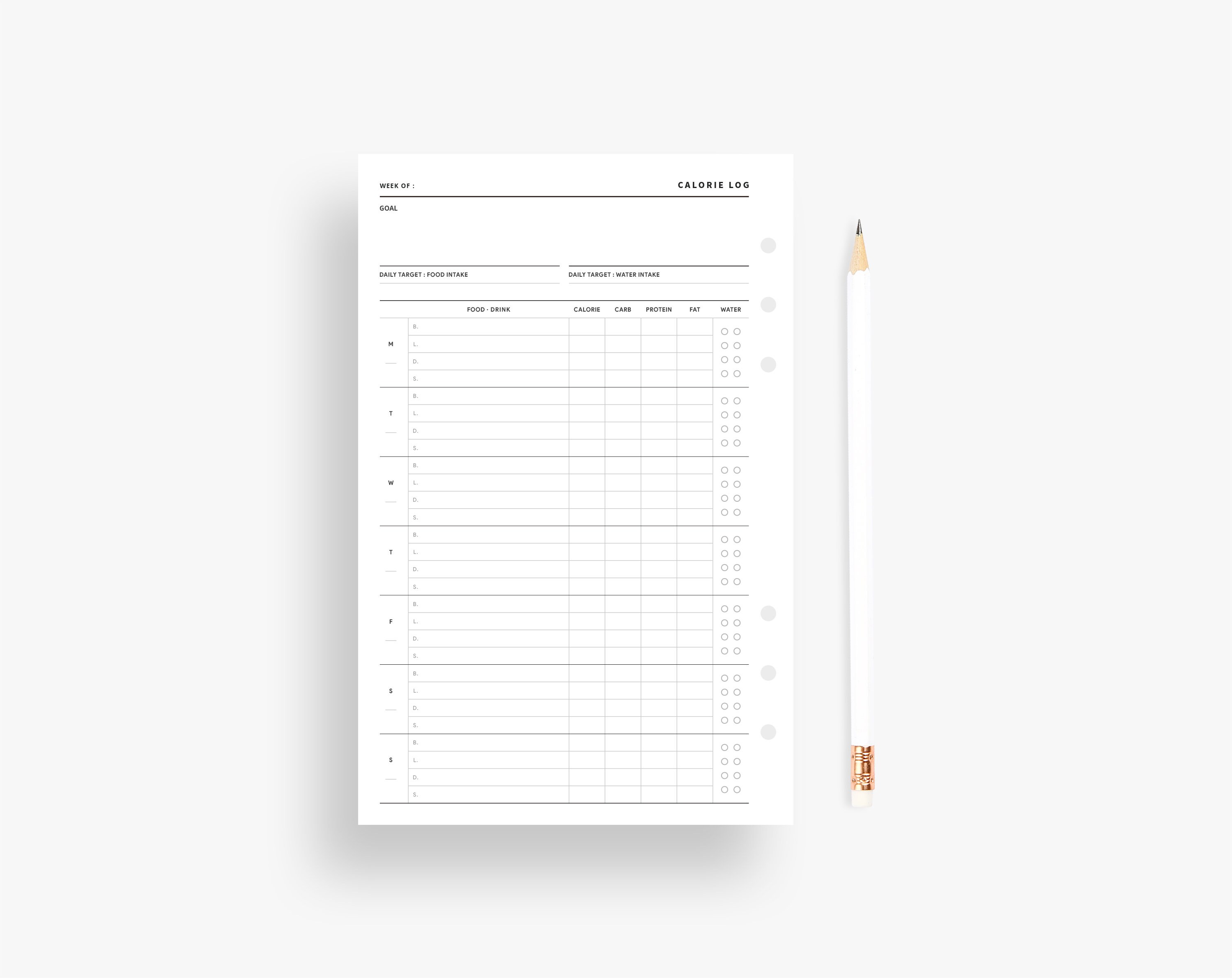Daily Calorie Tracker Printable, Calorie Counter Template With Goal ...