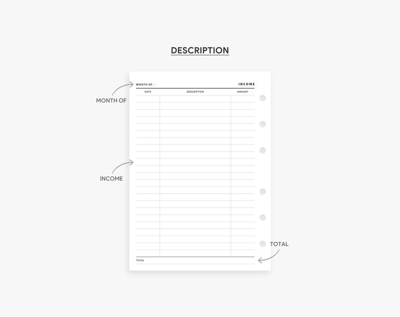 A6 Inserts : Income Tracker, Finance Tracker, Monthly Income, Income Log, Income Tracking, Money Tracker, Financial Tracker, PDF Planner image 5