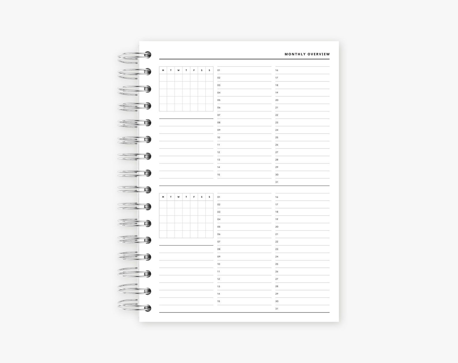 A5 Inserts : Monthly Overview Printable Planner Monthly - Etsy