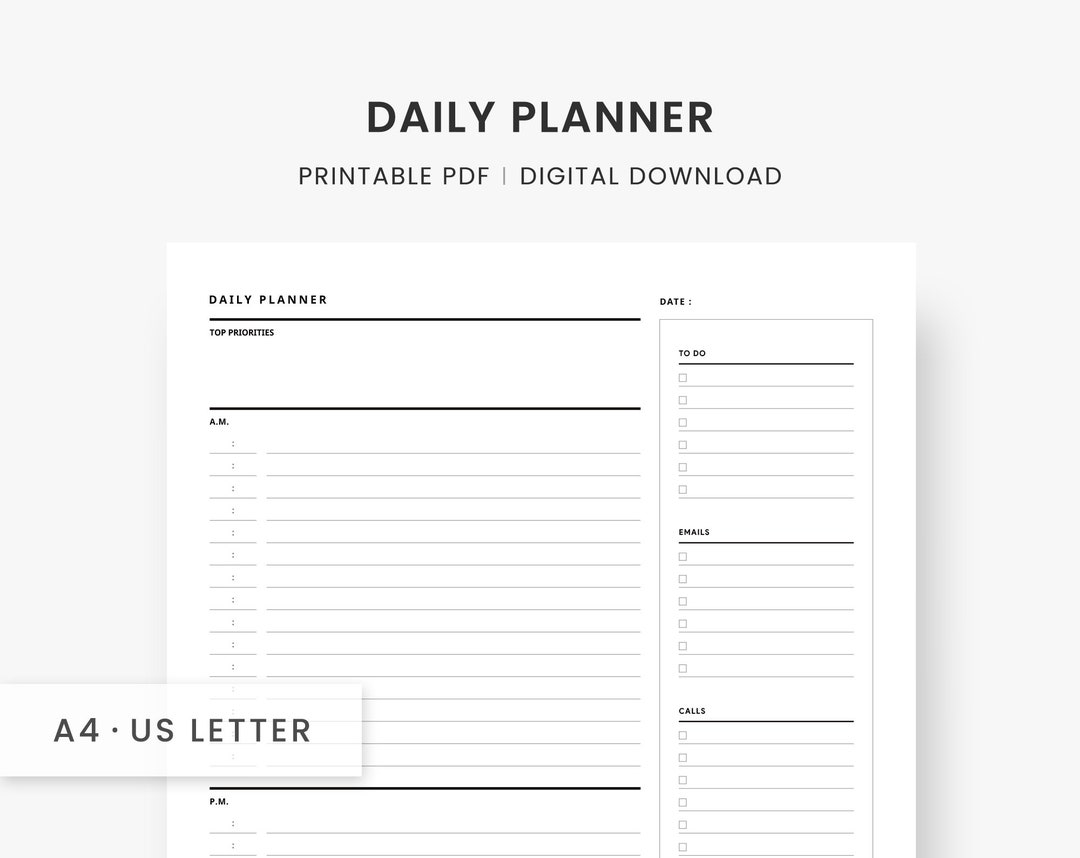 Daily Work Planner Printable, to Do List Notepad for Business Planning ...