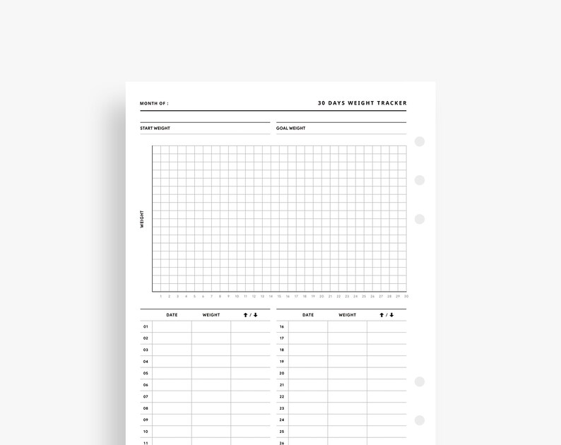 A5 Inserts Fitness Planner Printable, Health Planning, Weight Loss
