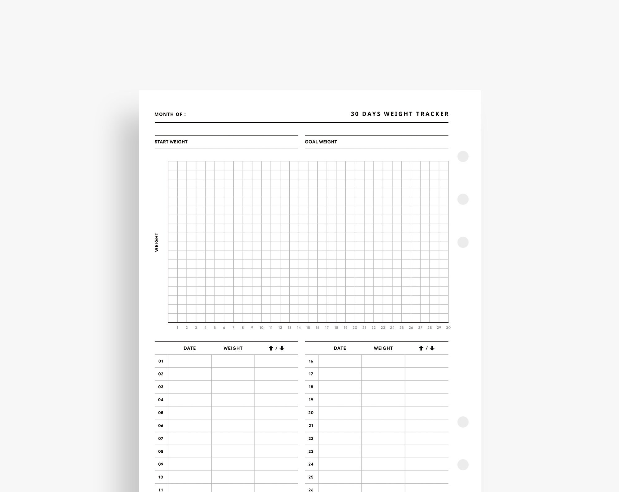 A5 Inserts : Fitness Planner Printable, Health Planning, Weight Loss ...