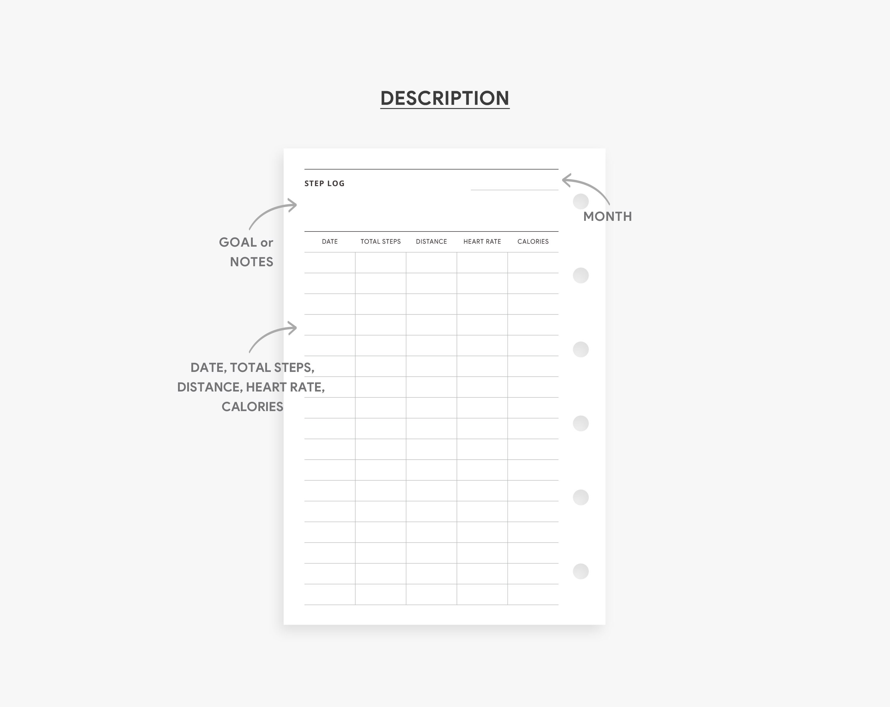 Pocket Inserts Step Tracker Printable Step Log Workout Etsy