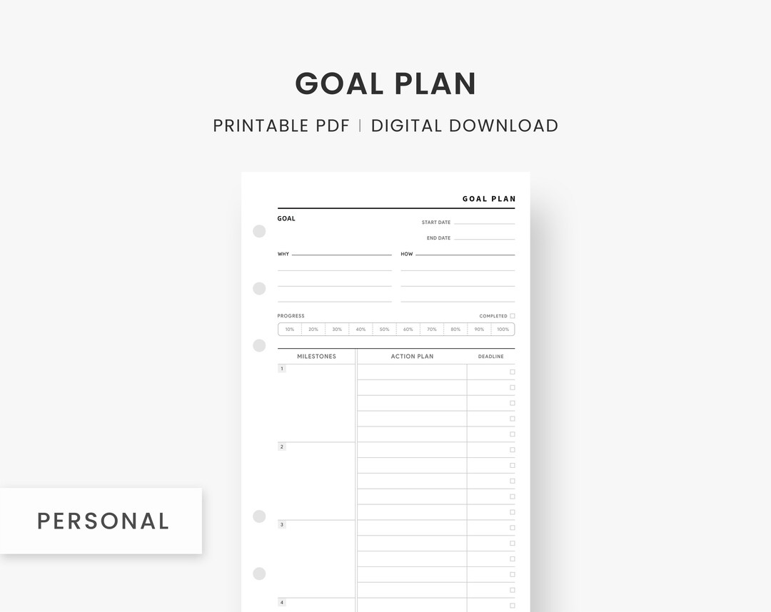 Personal Inserts Goal Setting Planner, Goal Tracker, Goal Planner