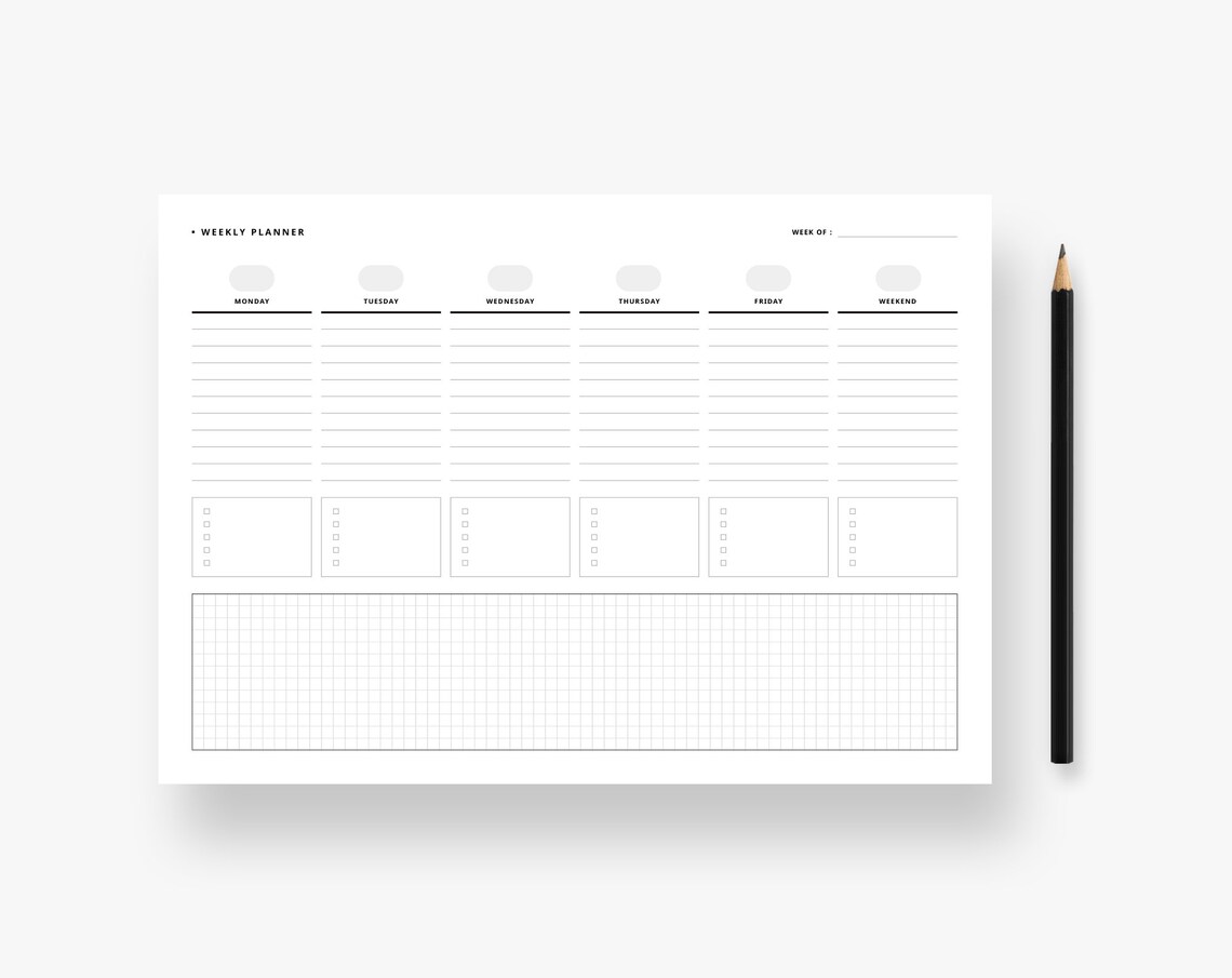 Printable Weekly A4, Letter Size Planner, Undated Weekly Schedule Desk