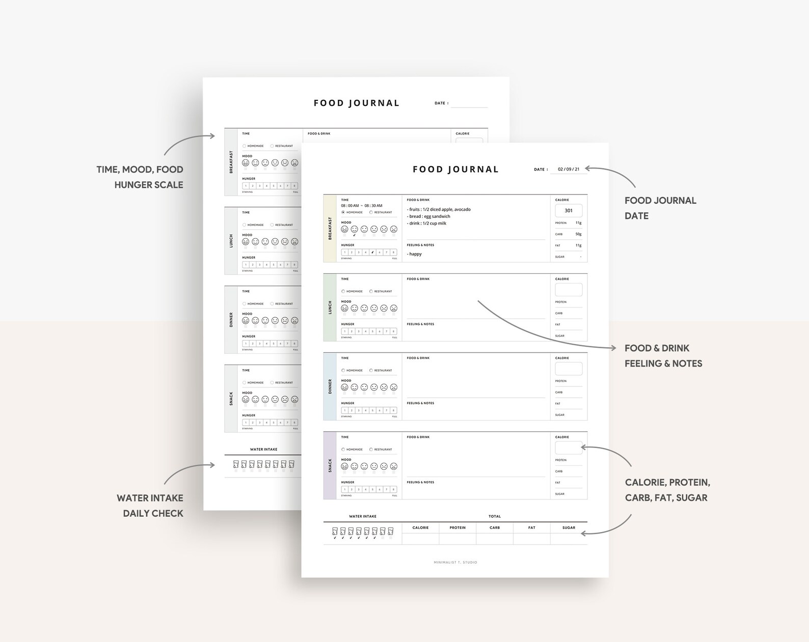 Food Journal Printable Daily Food Diary Calories Log Food Log Food 