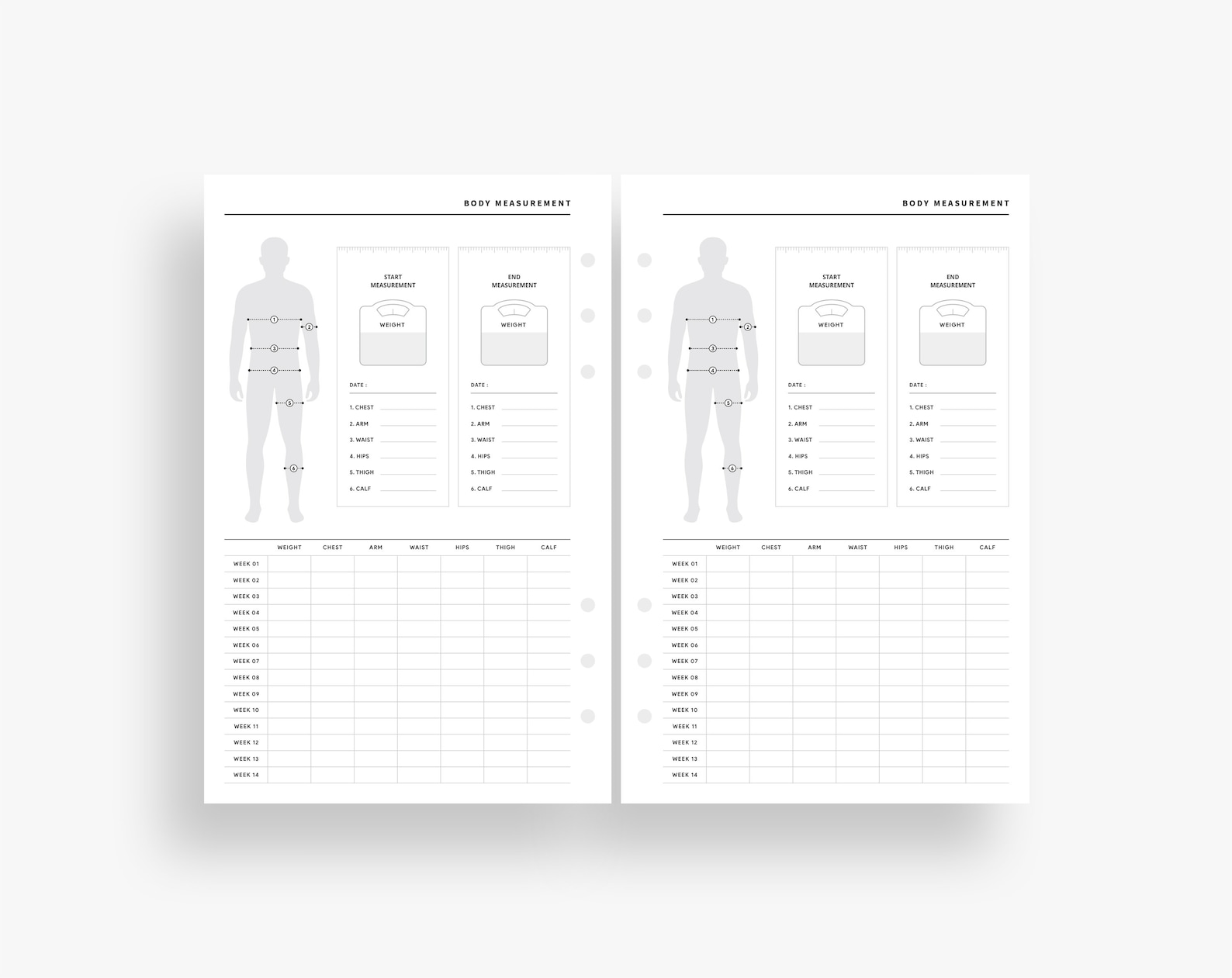 Printable Body Measurement Tracker for Man Health and Fitness - Etsy Canada