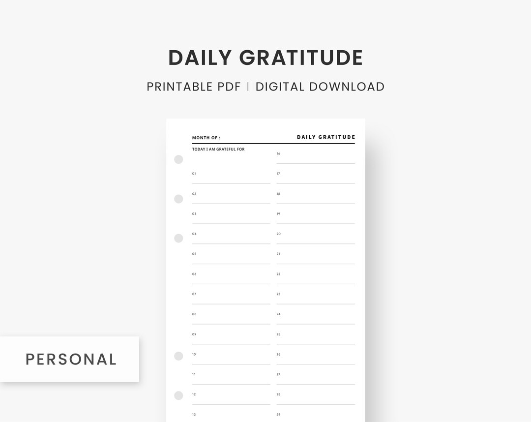 Gratitude Planner, Gratitude Printable, Daily Gratitude Page, Personal ...