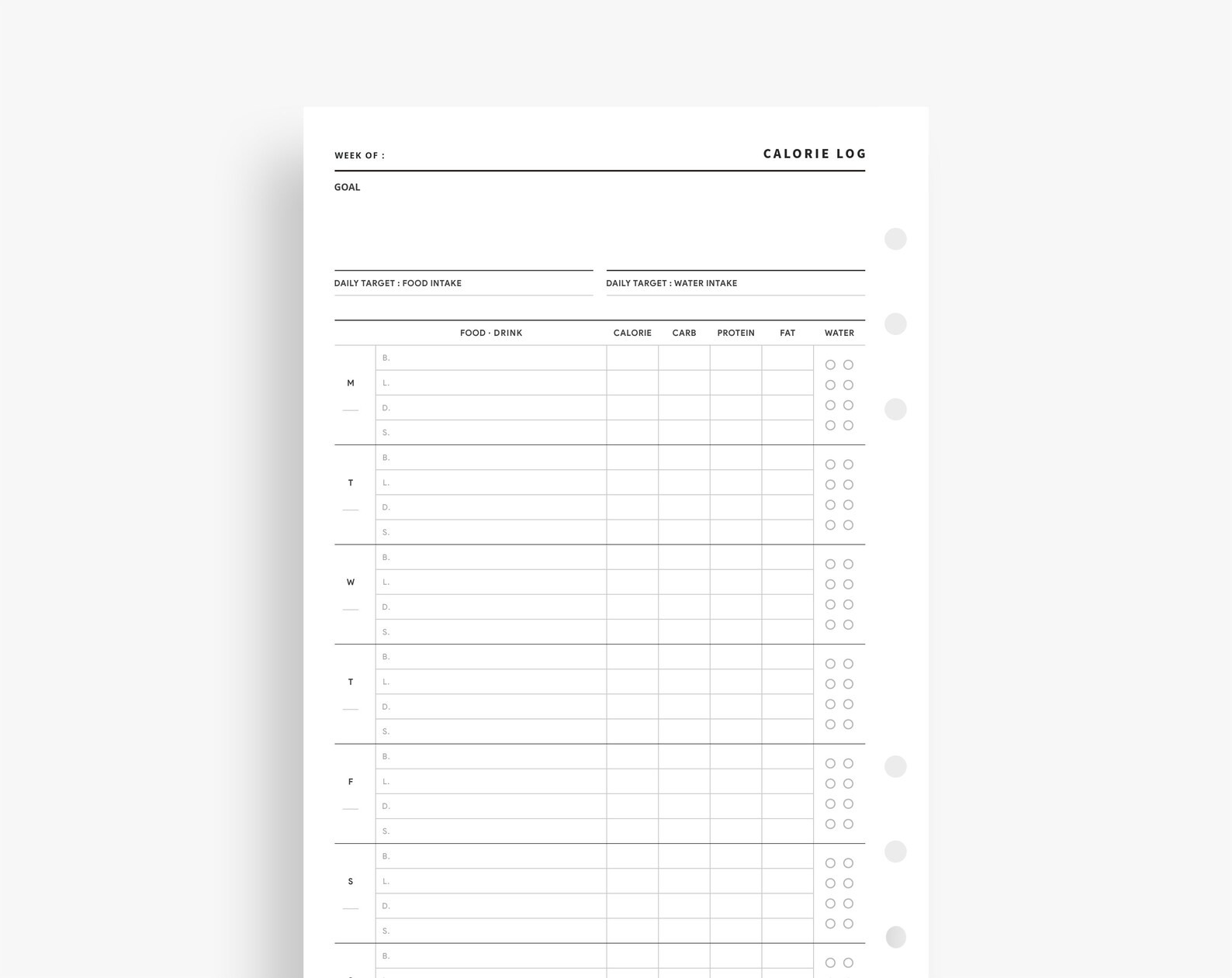 Daily Calorie Tracker Printable Calorie Counter Template With Etsy