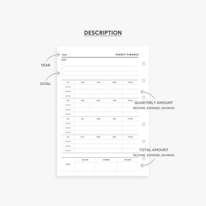 Yearly Finance Planner, Annual Finance, Financial Planner, Finance ...