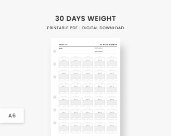 A6 Inserts : Weight Loss Tracker, Fitness Tracker, Weight Loss Journal, Monthly Weight, Printable Weight Loss, Diet Planner, Weight Log, PDF