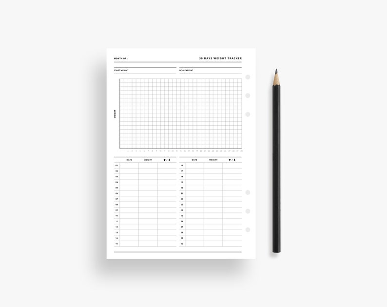 A5 Inserts Fitness Planner Printable, Health Planning, Weight Loss