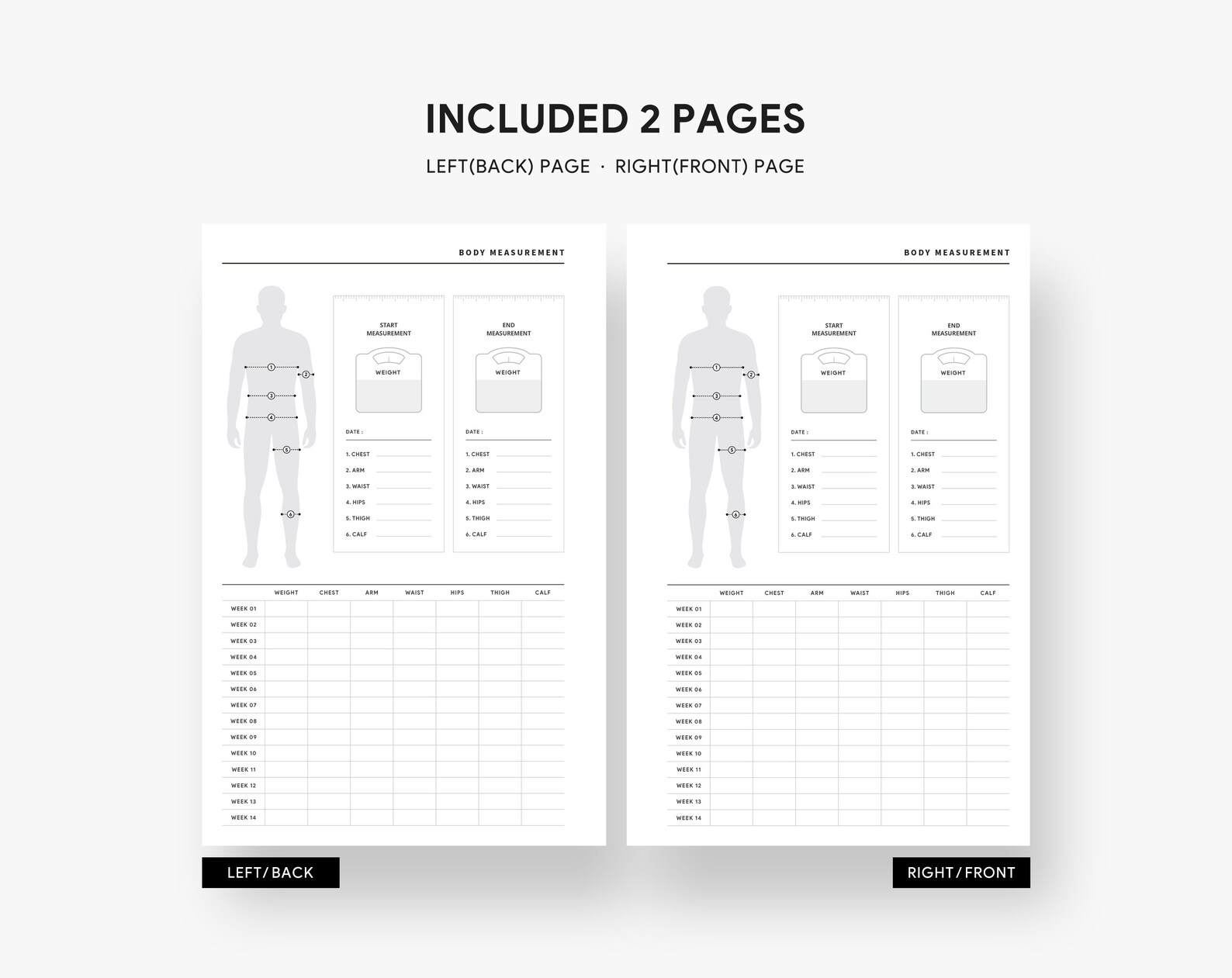 Printable Body Measurement Tracker for Man Health and Fitness - Etsy Canada