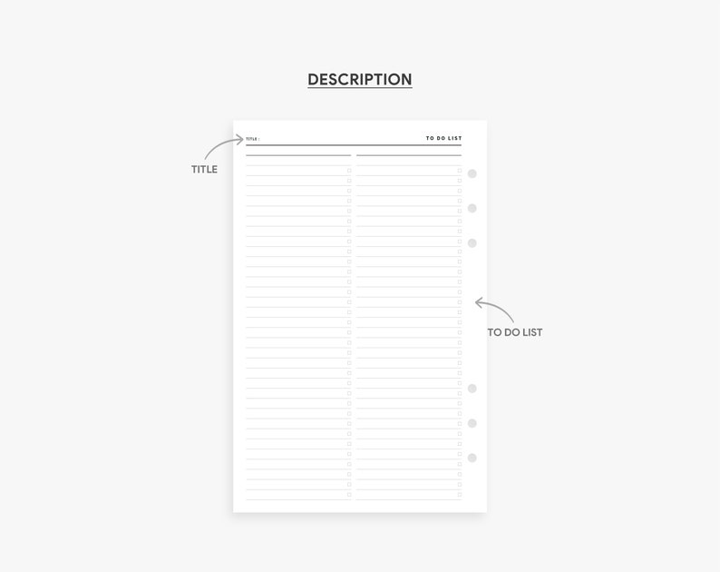 Printable to Do List Half Letter Inserts Check List Etsy