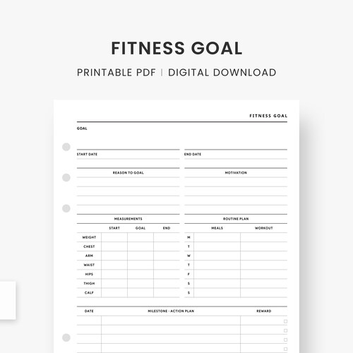 A5 Inserts Goal Planner Printable Productivity Goals and Etsy