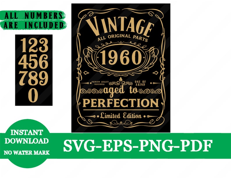 Download 1960s Vintage SVG 60th Birthday SVG Jack Daniels Vintage | Etsy