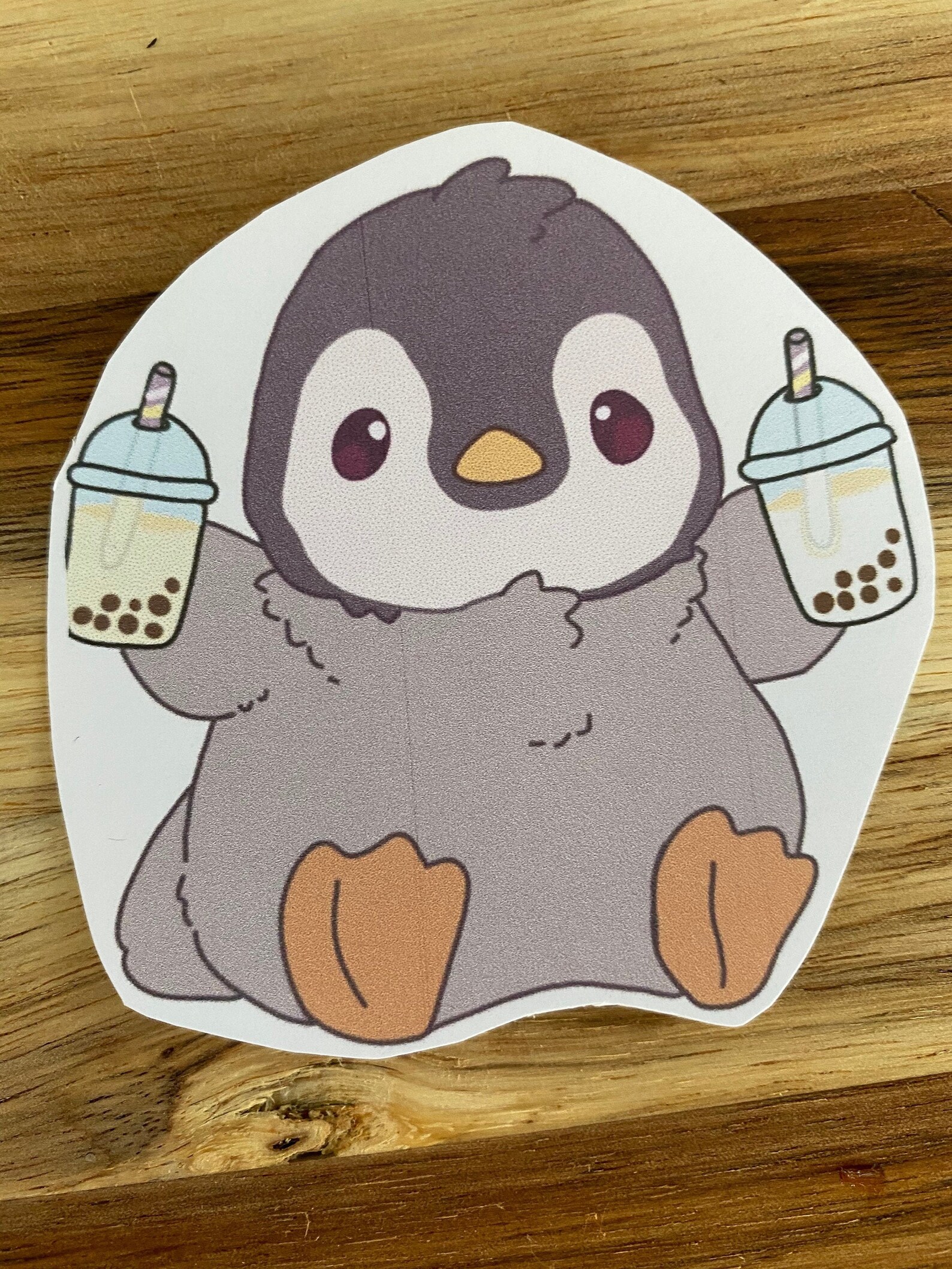 Happy Boba Penguin Sticker/ cute/ bright colors/ Japanese Etsy