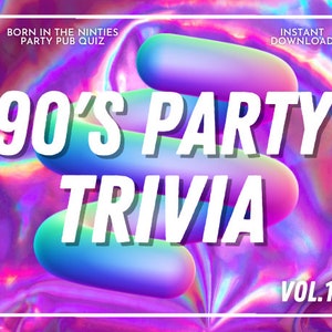 90&#39;S (Nineties) Pop Culture Trivia | Virtual Party | Family | Quiz Download | Lockdown Zoom | Screen Share Quizzes | Questions | PowerPoint