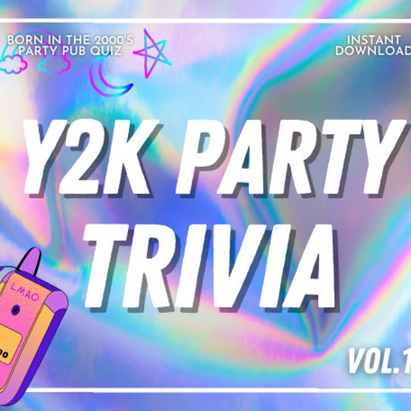 Y2K Party Trivia | 00s Party Virtual Trivia | Zoomer Gen Z Quiz | Zoom Quiz Download | Zoom Screen Share Quizzes | Questions | PowerPoint