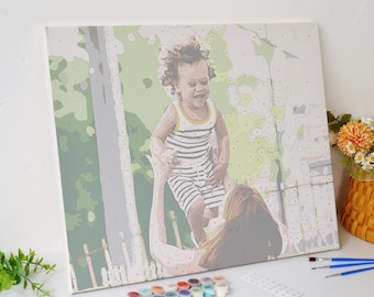 Thoughtful Mother Gift Made Just for Your Mom, Custom Paint by Numbers Personalized Keepsake, DIY Photo Craft Kit.