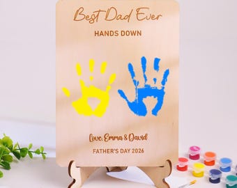 Hands Down Best Dad Ever | Fathers Day Gifts from Kids | DIY Hands Down Sign with Kids Names | Best Dad Handprint Sign | Gift for Dad