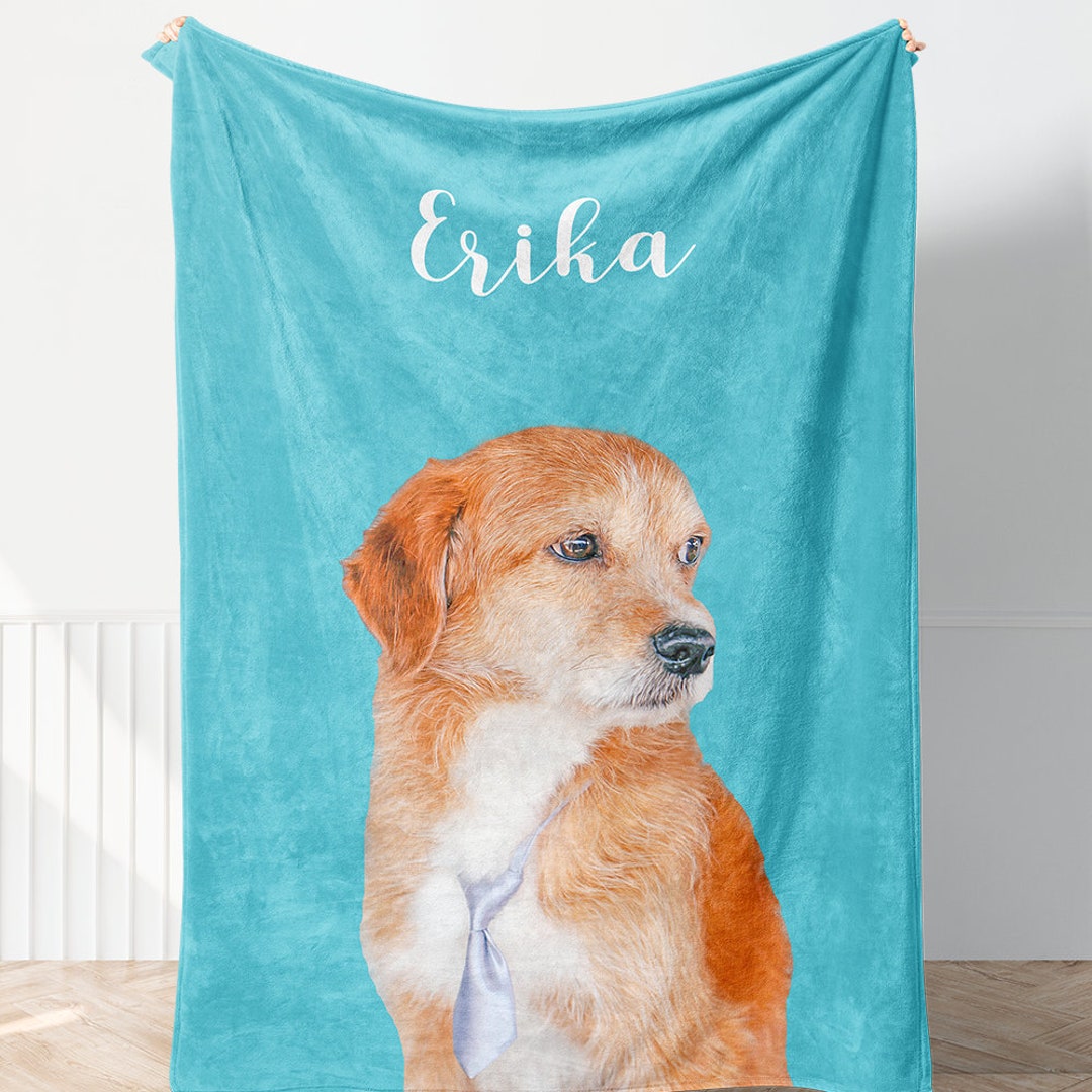 Custom Pet Blanket, Personalized Pet Portrait Blanket, Pet Memorial