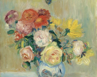 Paint By Number Kit | Vase De Roses Et Dahlias By Paul Cezanne | Paint by number kit adult | Paint by numbers | Diy paint by number