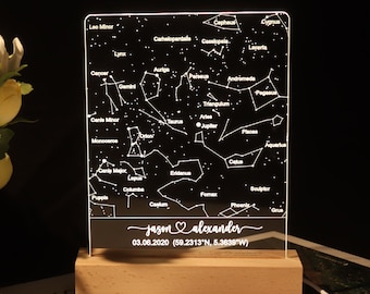 Personalized Star Map Night Light: Constellation Chart Gift