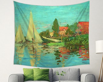 Claude Monet Tapestry, Regattas at Argenteuil By Claude Monet, Monet Fabric