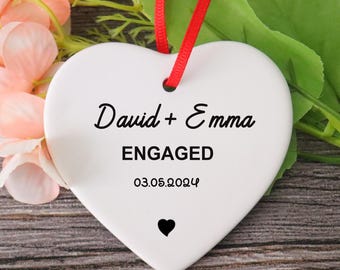 Personalized Engaged Ornament, Couples Ornament, Mr & Mrs Christmas Ornament, First Christmas Married Ornament, Announcement Ornament
