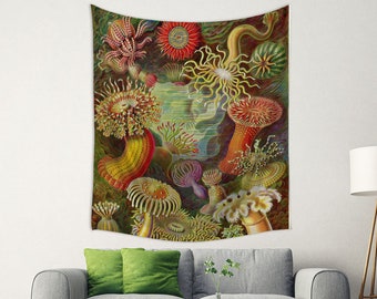 Vintage Botanical Tapestry, Vintage Marine Life Tapestry, Tapestry Decor