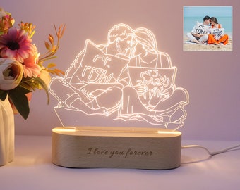 Personalized Custom Photo 3D Lamp Photo Engraving Custom Text Best Gifts Wedding Anniversary Christmas Birthday Gifts Wood F 